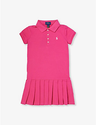 POLO RALPH LAUREN: Girls' polo-collar brand-embroidered stretch-cotton-piqué dress