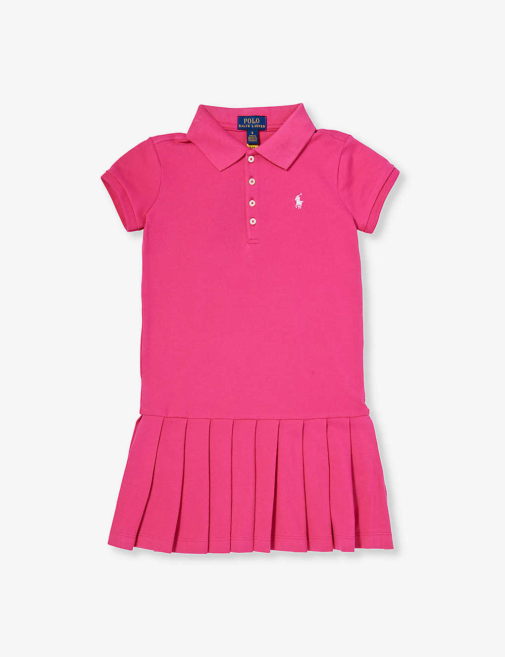 Polo Ralph Lauren Girls Pink Kids Girls' Polo-collar Brand-embroidered Stretch-cotton-piqué Dress