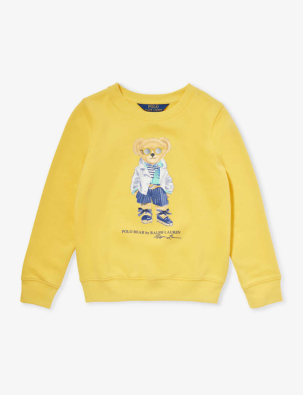Polo Ralph Lauren Boys Yellow Kids Boys' Polo Bear-embroidered Cotton-blend Sweatshirt