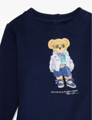 Girls' Polo Bear-print cotton-blend dress and bloomer set