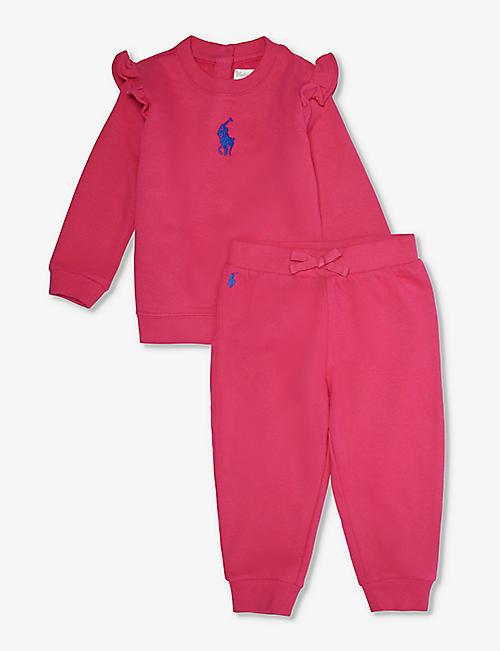POLO RALPH LAUREN: Baby Girl logo-embroidered cotton and recycled-polyester blend tracksuit