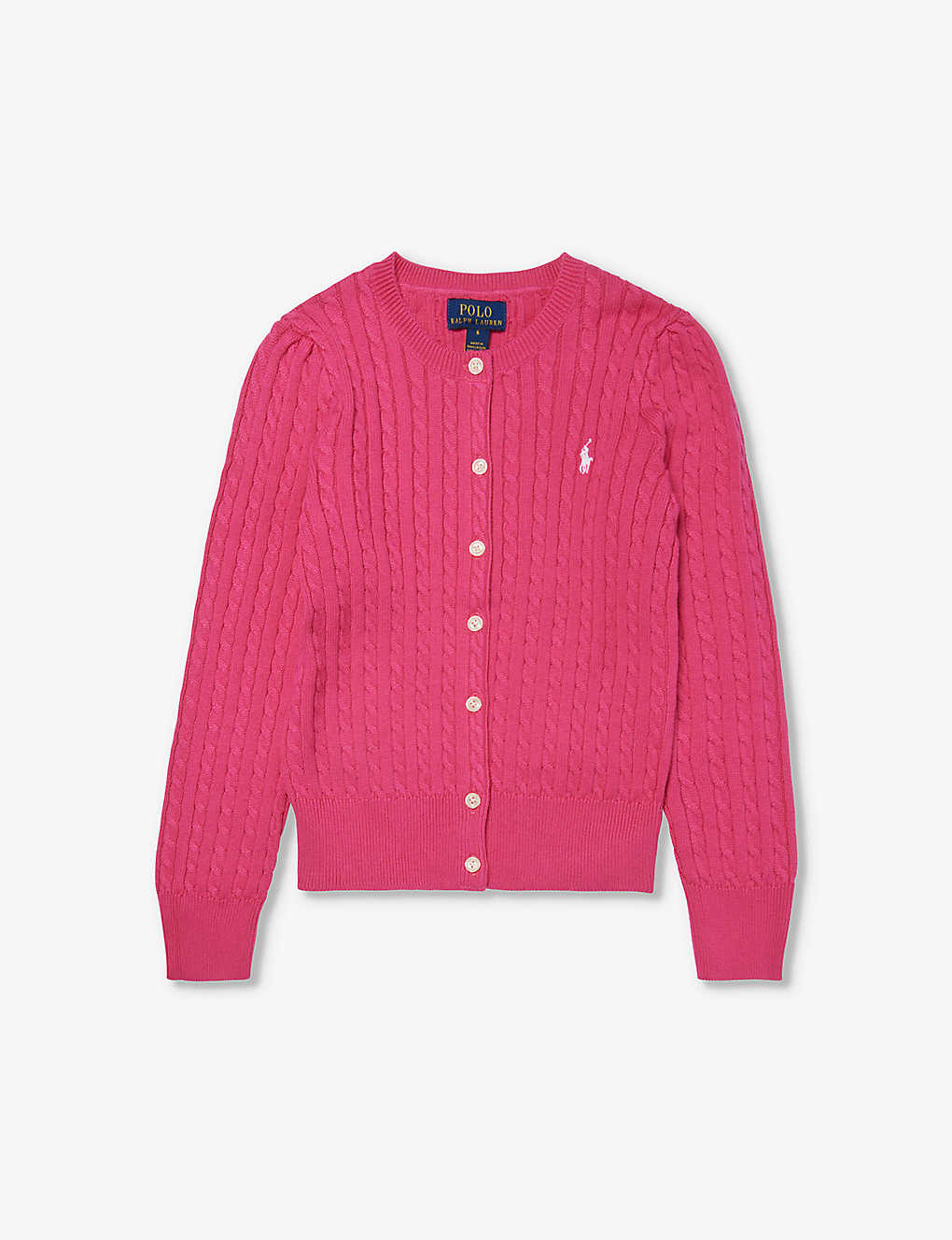 Polo Ralph Lauren Boys Pink Kids Logo-embroidered Cable-knit Knitted Cardigan 4-6 Years