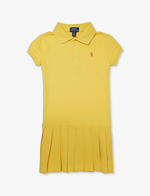 POLO RALPH LAUREN: Girls' logo-embroidered short-sleeve stretch-cotton-piqué dress