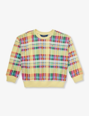 POLO RALPH LAUREN: Girls' check-pattern cotton-blend sweatshirt