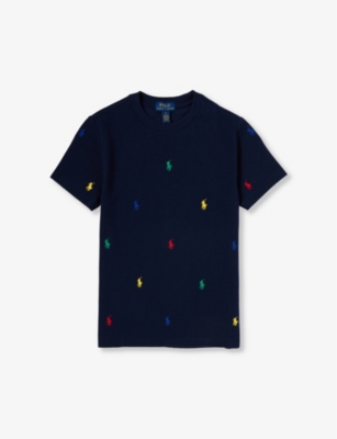 Polo Ralph Lauren Boys Navy Kids Brand-embroidered Crewneck Cotton-pique T-shirt 2-7 Years