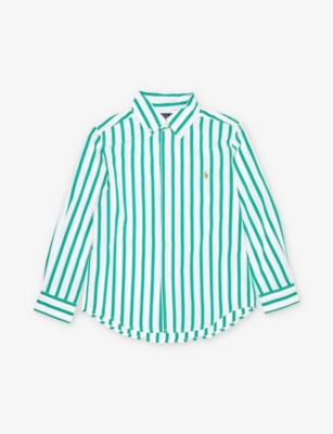 Polo Ralph Lauren Boys Multi Kids Boys' Striped-pattern Brand-embroidered Cotton Shirt