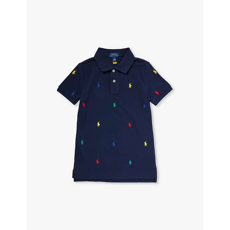 Polo Ralph Lauren Boys Navy Kids Boys' Logo-embroidered Cotton Polo Shirt