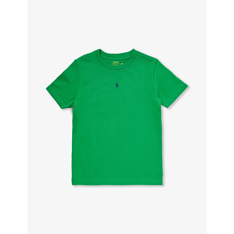 Polo Ralph Lauren Boys Green Kids Boys' Logo-embroidered Cotton-jersey T-shirt