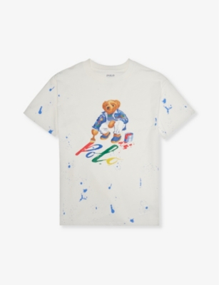 Shop Polo Ralph Lauren Boys White Kids Boy's Polo Bear-print Cotton-jersey T-shirt