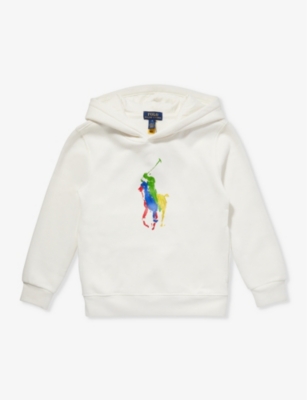 Polo Ralph Lauren Boys White Kids Boys' Logo-print Cotton-blend Hoody In White