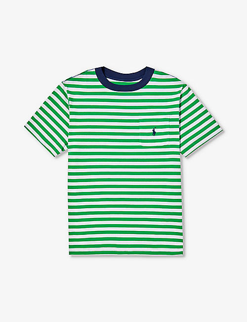 POLO RALPH LAUREN: Logo-embroidered striped cotton-jersey T-shirt 2-14 years