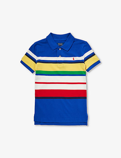 POLO RALPH LAUREN: Boys' logo-embroidered striped cotton polo shirt