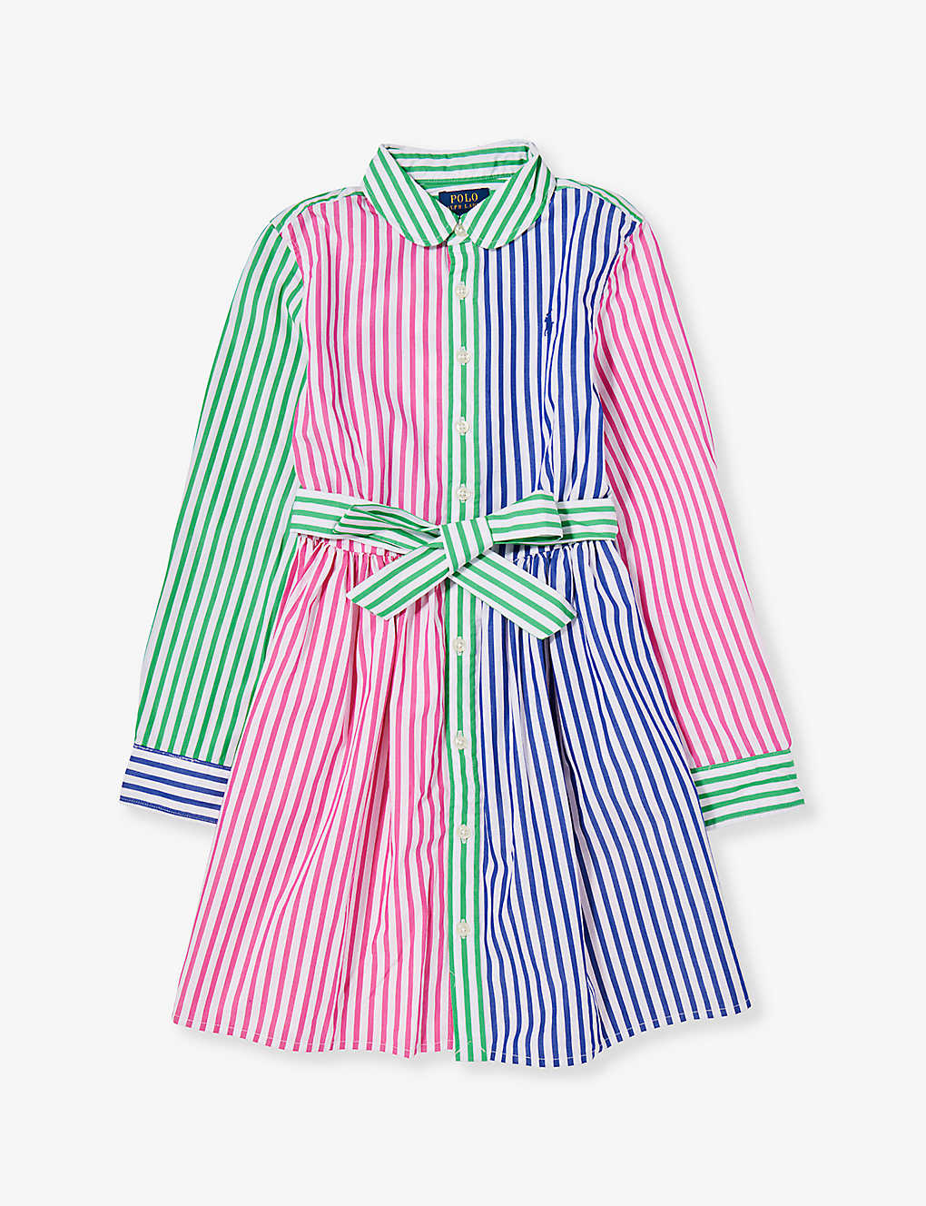 Polo Ralph Lauren Girls Multi Kids Brand-embroidered Cotton-poplin Dress 7-14 Years