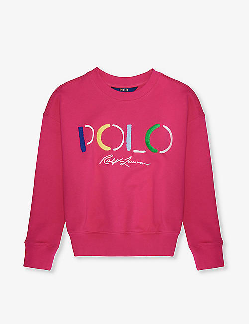 POLO RALPH LAUREN: Girl's logo text-embroidered cotton-blend sweatshirt