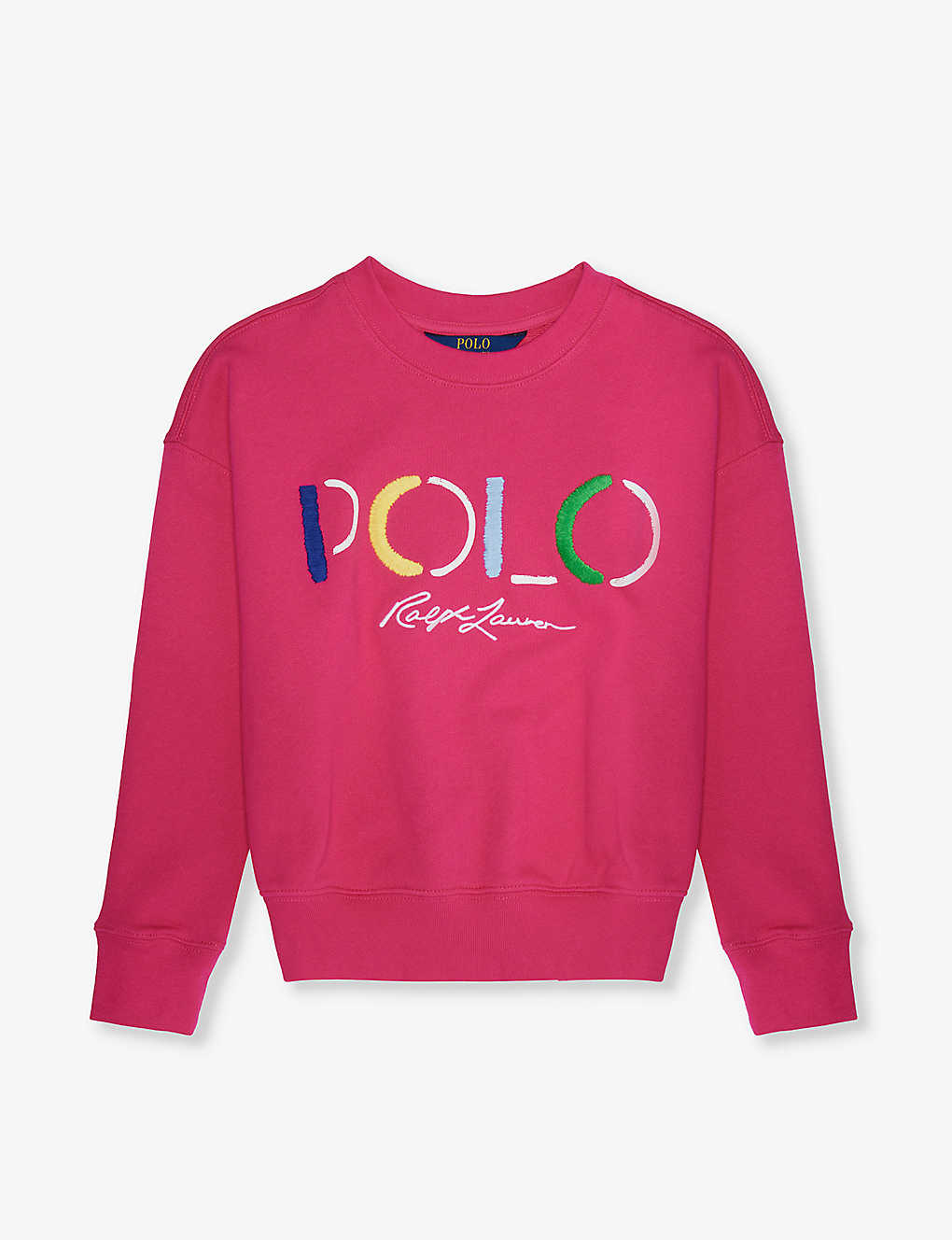 Polo Ralph Lauren Girls Pink Kids Girl's Logo Text-embroidered Cotton-blend Sweatshirt