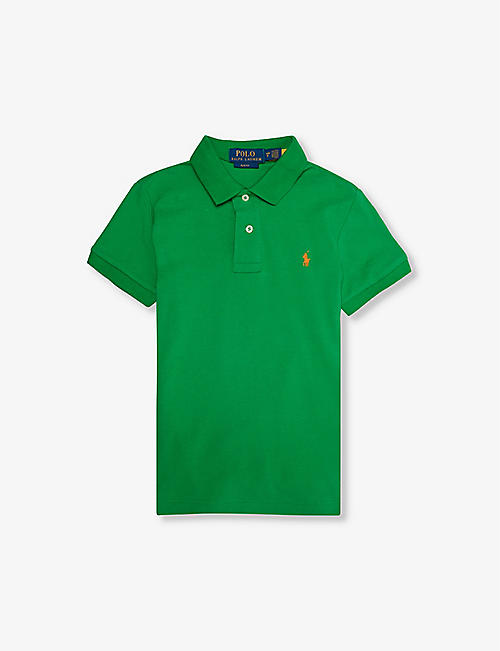 POLO RALPH LAUREN: Boy's logo-embroidered slim-fit cotton-piqué polo shirt