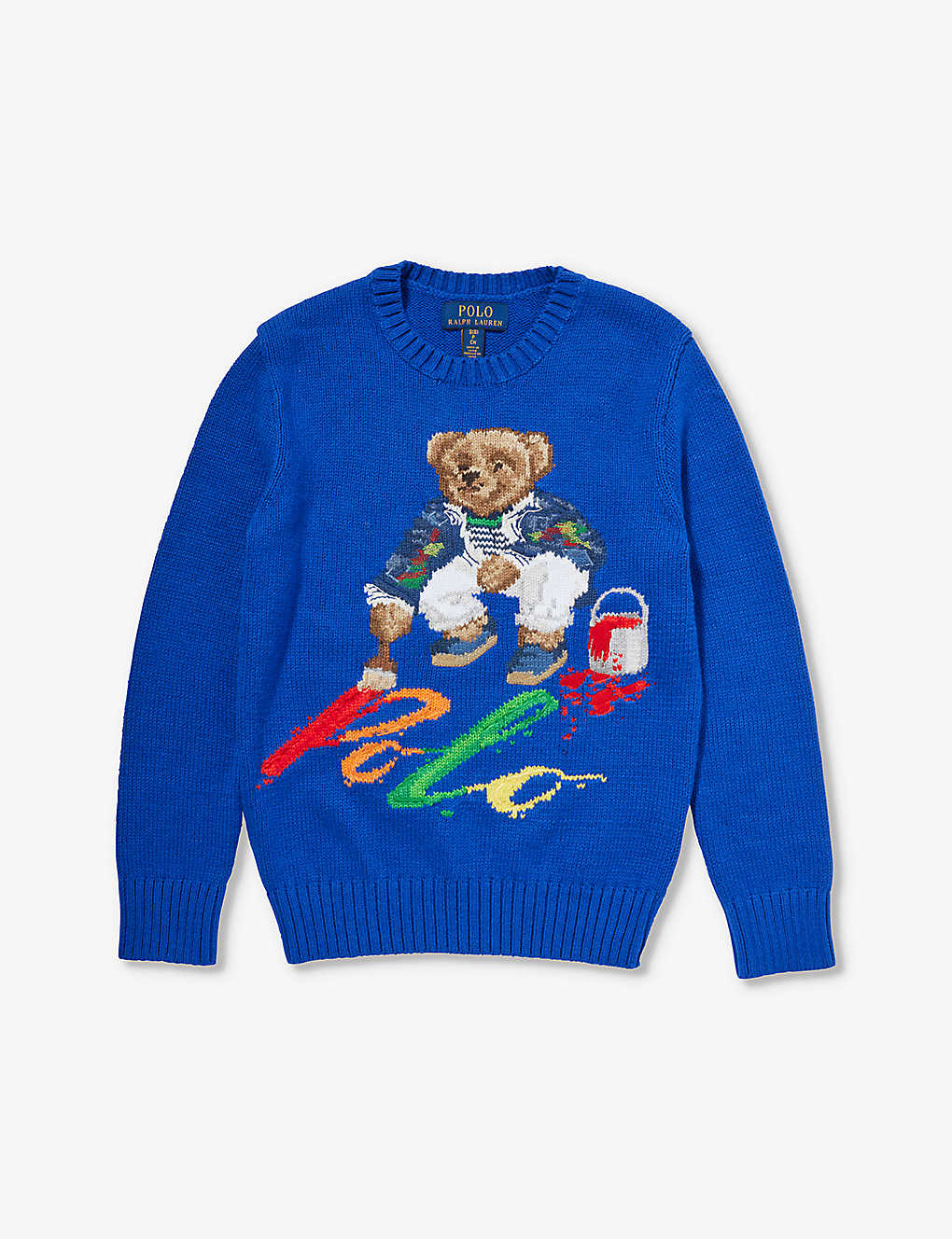 Polo Ralph Lauren Boys Blue Kids Boys' Polo Bear-intarsia Cotton-knitted Jumper