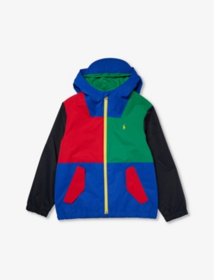 POLO RALPH LAUREN: Boys' Portland brand-embroidered colour-block recycled-polyester jacket