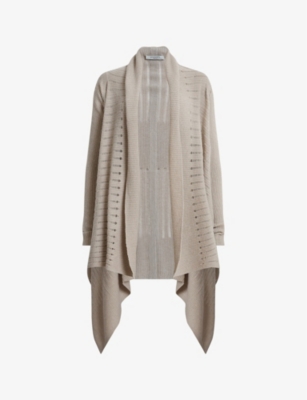 Allsaints Harley Waterfall Open Front Cardigan In Horizon Grey