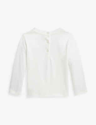 Shop Polo Ralph Lauren Girls Polo Bear-print Cotton Top In White