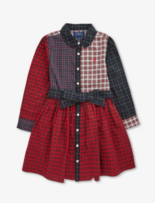Polo Ralph Lauren Junia Checked Cotton Shirt Dress In Multi