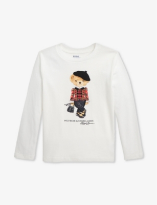 Polo Ralph Lauren Girls Nevis Kids Girls Polo Bear-print Cotton T-shirt