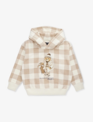 Polo Ralph Lauren Fleece Polo Bear Embroidered Plaid Hoodie