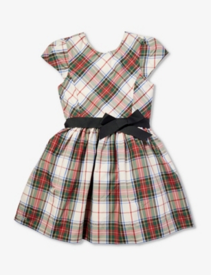 POLO RALPH LAUREN: Martyna brand-embroidered checked woven dress 7-16 years