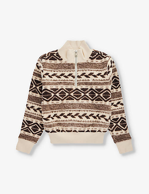 POLO RALPH LAUREN: Boys' graphic-print logo-embroidered fleece sweatshirt