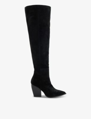 ALLSAINTS: Reina pointed-toe block-heel suede knee-high boots