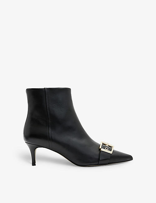 ALLSAINTS: Rebecca buckle-embellished heeled leather ankle boots