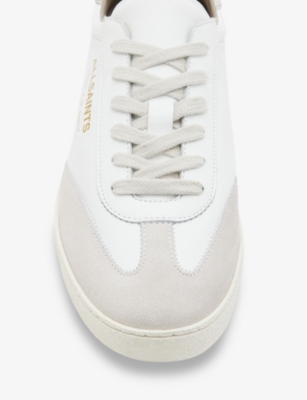Shop Allsaints Womens White Thelma Logo-embossed Low-top Leather Trainers