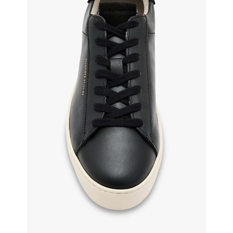 Shop Allsaints Shana Logo-embossed Leather Low-top Trainers In Black