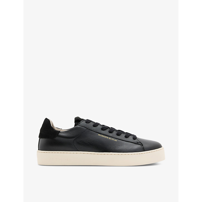 Allsaints Womens Black Shana Logo-embossed Leather Low-top Trainers