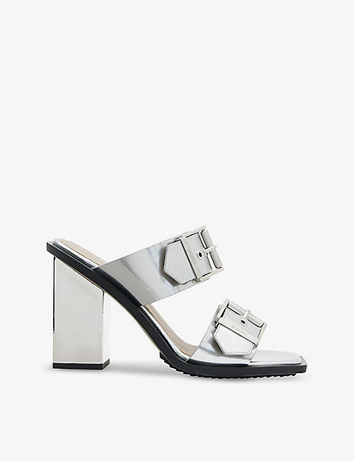 ALLSAINTS: Camille buckle-embellished heeled leather mules