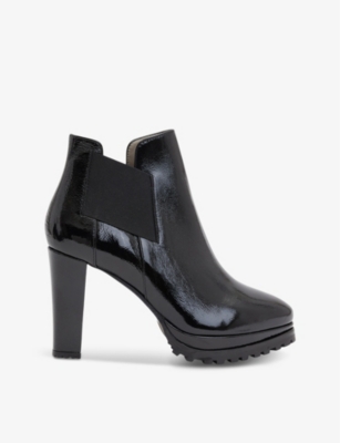 ALLSAINTS: Sarris block-heel patent-leather ankle boots