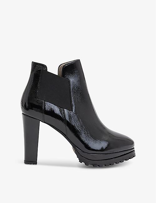 ALLSAINTS: Sarris block-heel patent-leather ankle boots