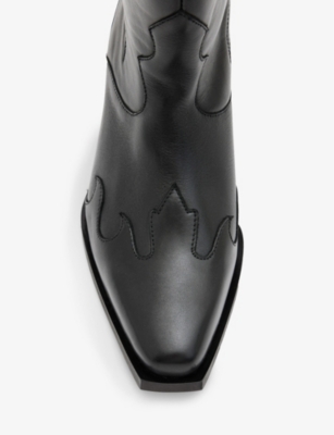 ALLSAINTS: Dolly embroidered-stitch leather Western boots