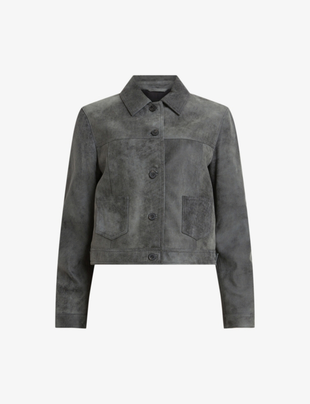 Remy patch-pocket suede trucker jacket