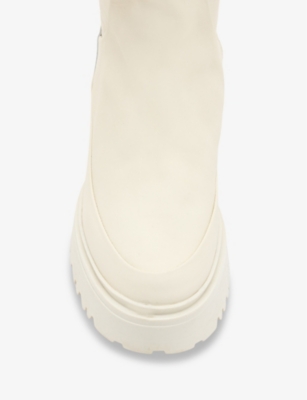 Shop Allsaints Womens Off White Octavia Logo-print Rubber Knee-high Boots