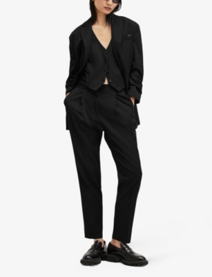 ALLSAINTS: Nellie Pleated Tapered-Leg Stretch-Woven Trousers