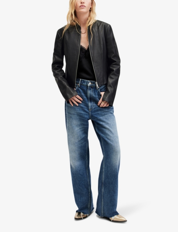 Sadler stand-collar leather jacket
