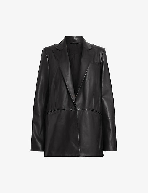 ALLSAINTS: Deri regular-fit single-breasted leather blazer