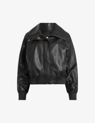 Reiss harris leather on sale funnel neck jacket