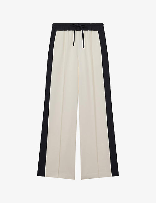 REISS: May elasticated-waist side-stripe woven trousers