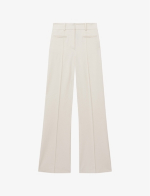 REISS: Claude pinched-seam flared-leg high-rise stretch-woven trousers
