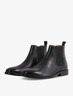Shop Reiss Men's Black Renor Elasticated-panel Leather Ankle Boots