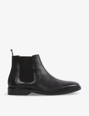 Shop Reiss Men's Black Renor Elasticated-panel Leather Ankle Boots
