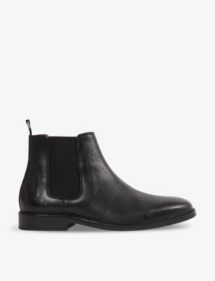 Reiss Renor Elasticated-panel Leather Ankle Boots In Black