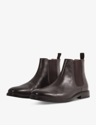 Shop Reiss Men's Brown Renor Elasticated-panel Leather Ankle Boots